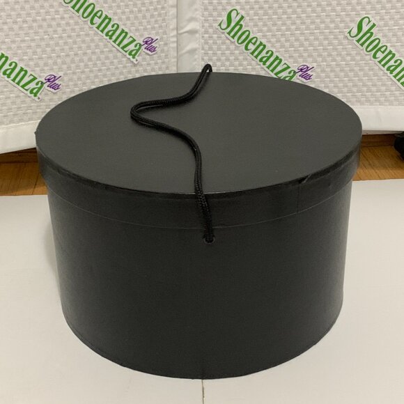 Vintage Goorin Bros Cardboard Hat Box Strap Storage Container Black Gold Logo - Picture 6 of 14